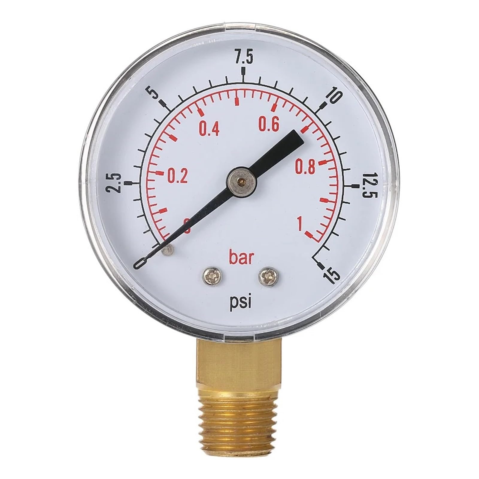 Manómetro de 50 mm for filtro de piscina y spa, medidor de presión de agua de 0 a 60 PSI, 0 a 4 bares, montaje lateral, rosca de tubo de 1/4 de pulgada NPT TS-50(TS-50-15psi)
