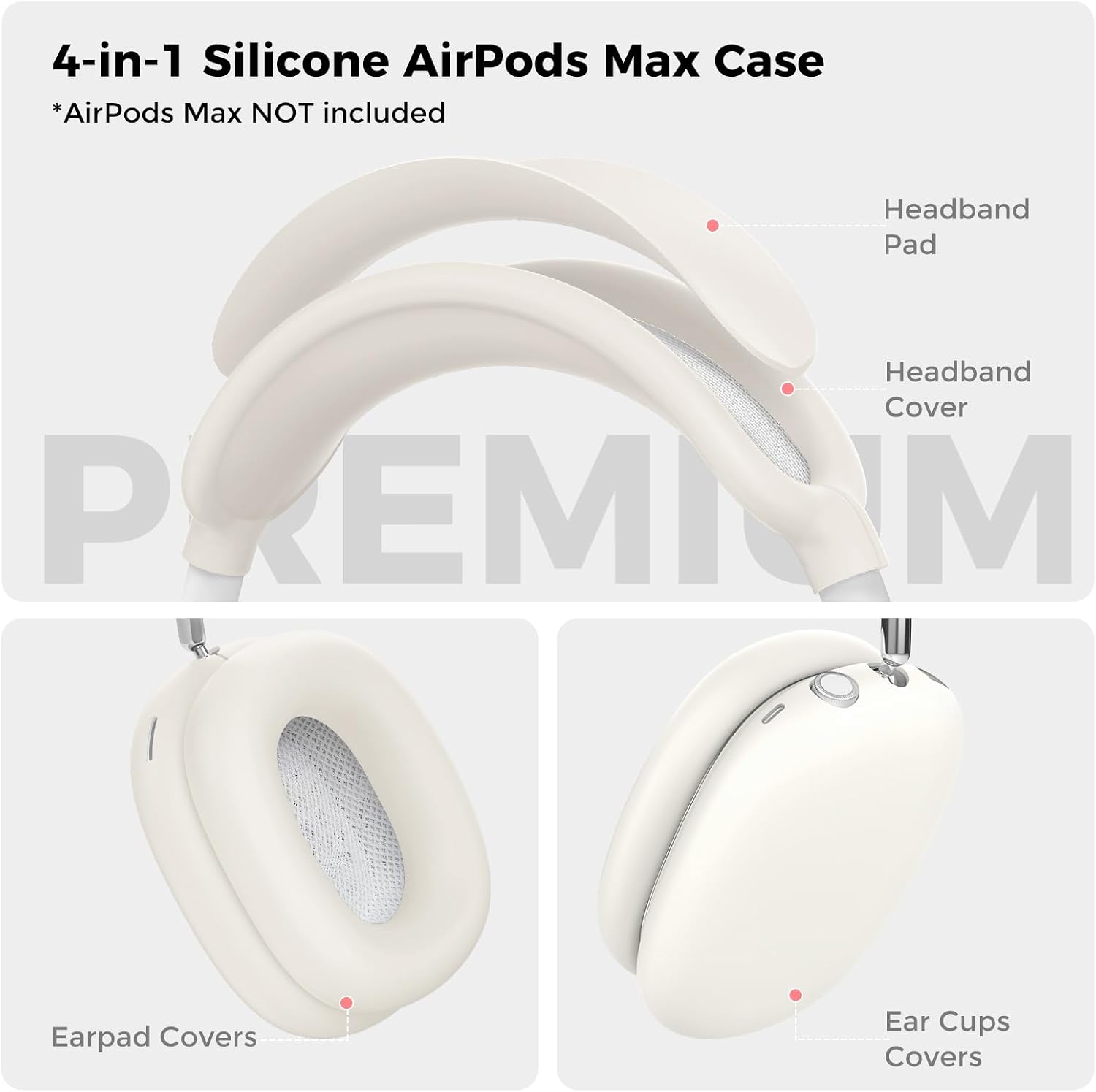 AHASTYLE Silicone Case Cover for AirPods Max Headphones (USB-C/Lightning) image 2