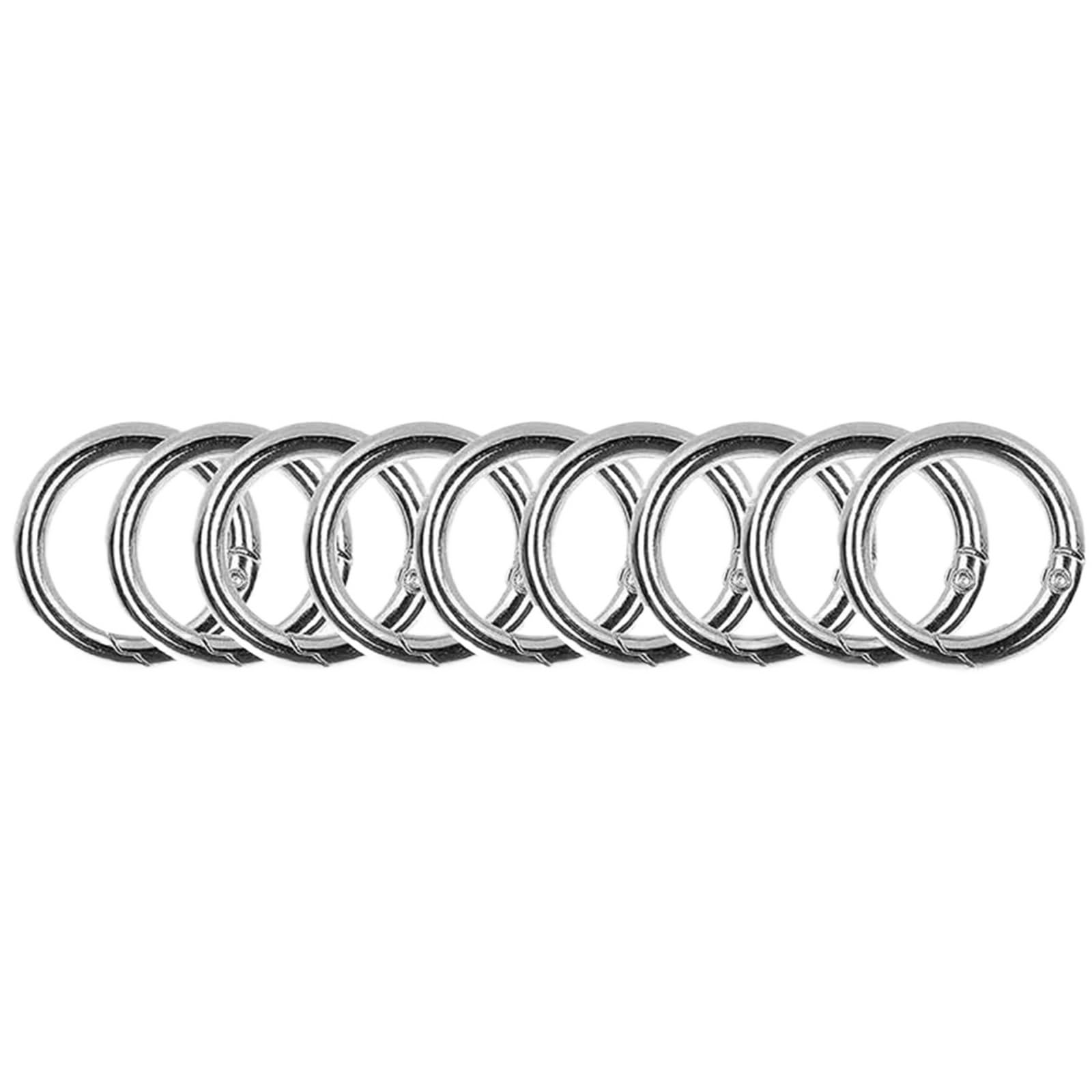 25pcs O Round Bag Buckle Metal Clasps Buckles Spring Circular Carabiner Snap Hook Keyring DIY Jewelry Accessories for Keyrings,Wallets(Silver,26mm)
