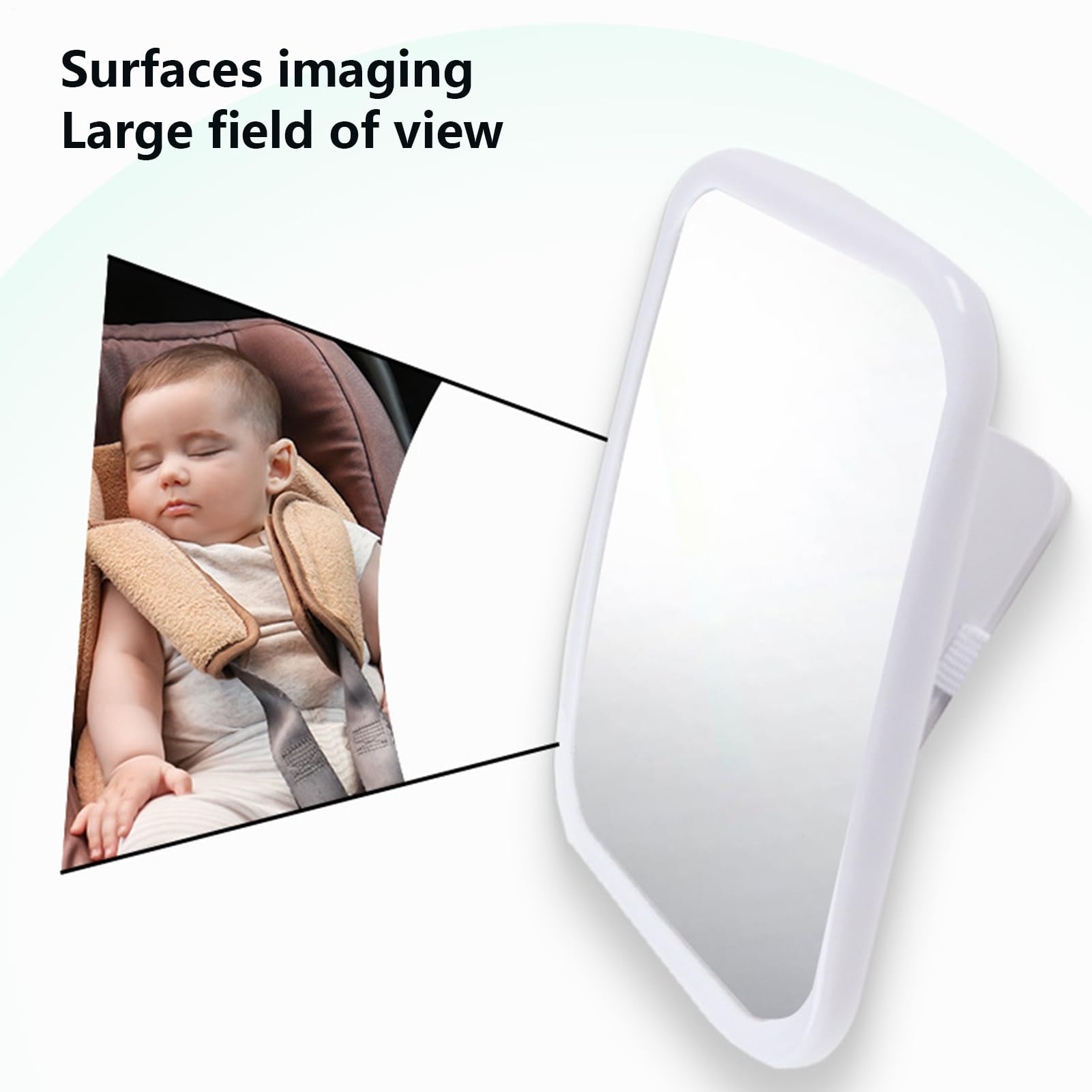 Espejo de asiento de coche de bebé orientado a la parte trasera – Espejo de equipo LED con visión amplia para asiento de coche – Espejo retrovisor ancho con USB para asiento trasero, viajes y viajes