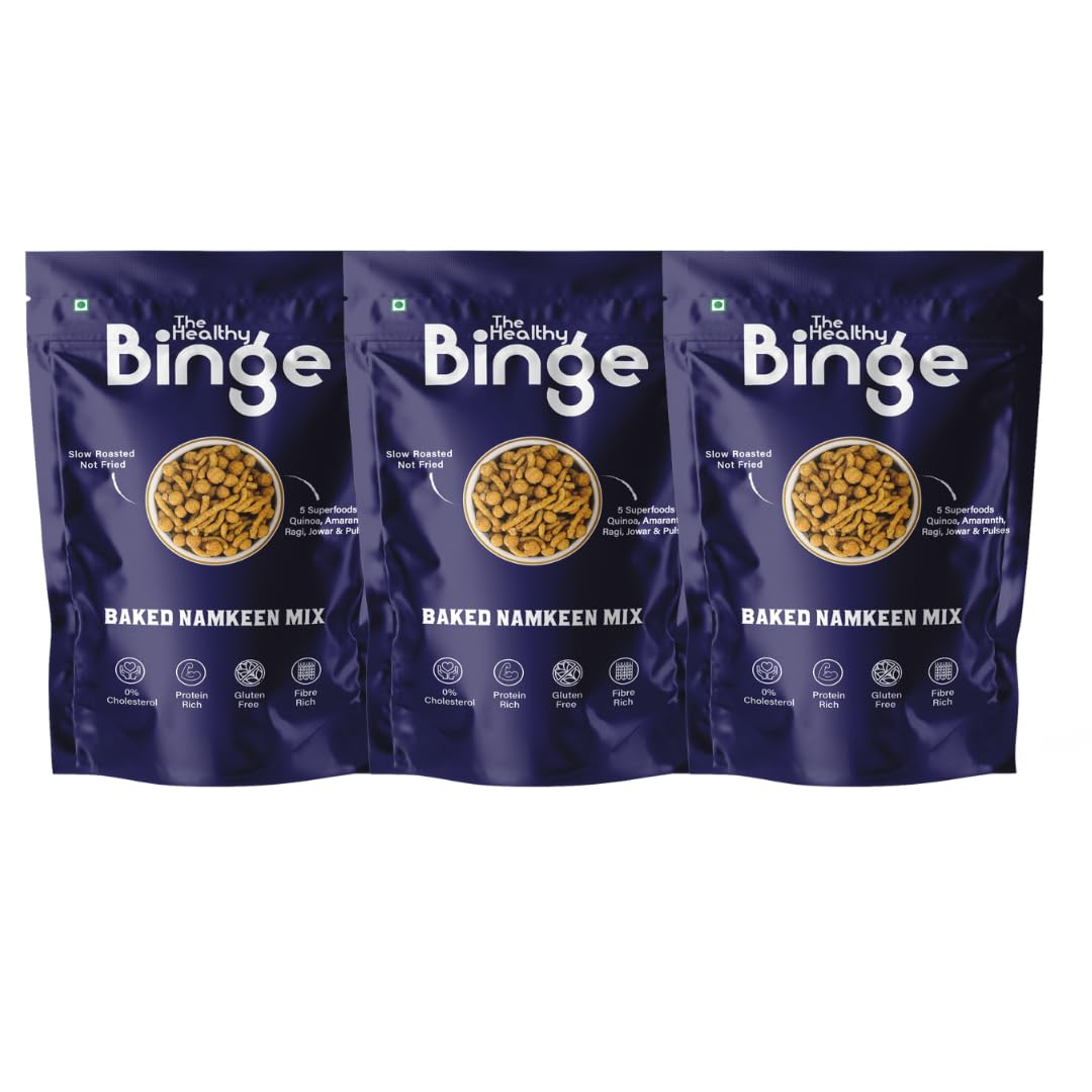 Baked Namkeen Mix | Healthy Millet Mixture |Crunchy Namkeen Snacks | Baked Healthy Chips and Snacks for Kids and Adults | No Palm Oil | Pack of 3 | 60g (Per Pack)