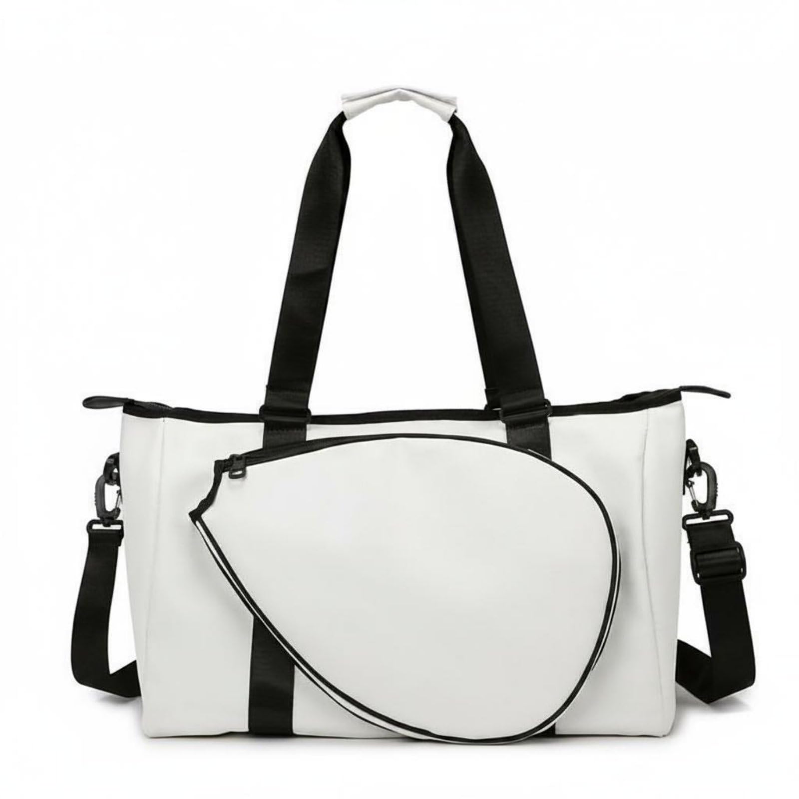 Badminton Racket Bag Large Capacity Badminton Bag Shoulder Strap Travel Duffel for Fitness, Off-White-picture-10