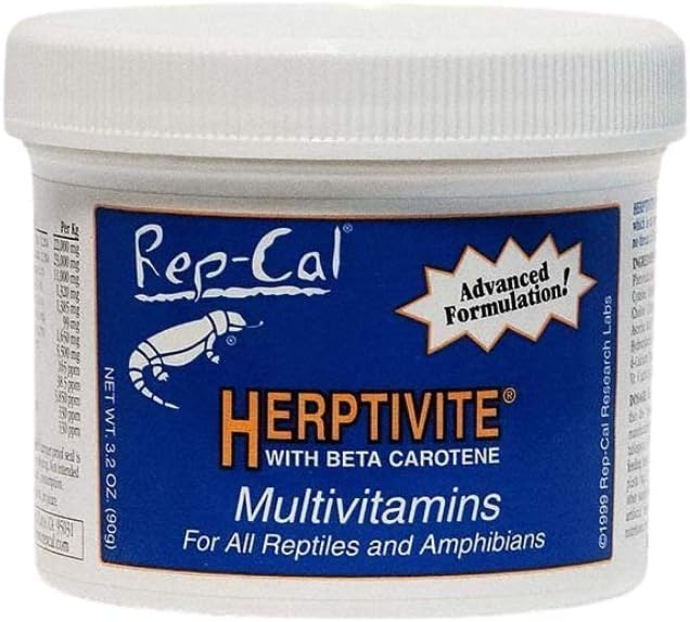 DBDPet Herptivite Multivitamin & Mineral Supplement for Reptiles 3.3oz Blue Bottle - with Attached Pro-Tip Guide - Written by Reptile…