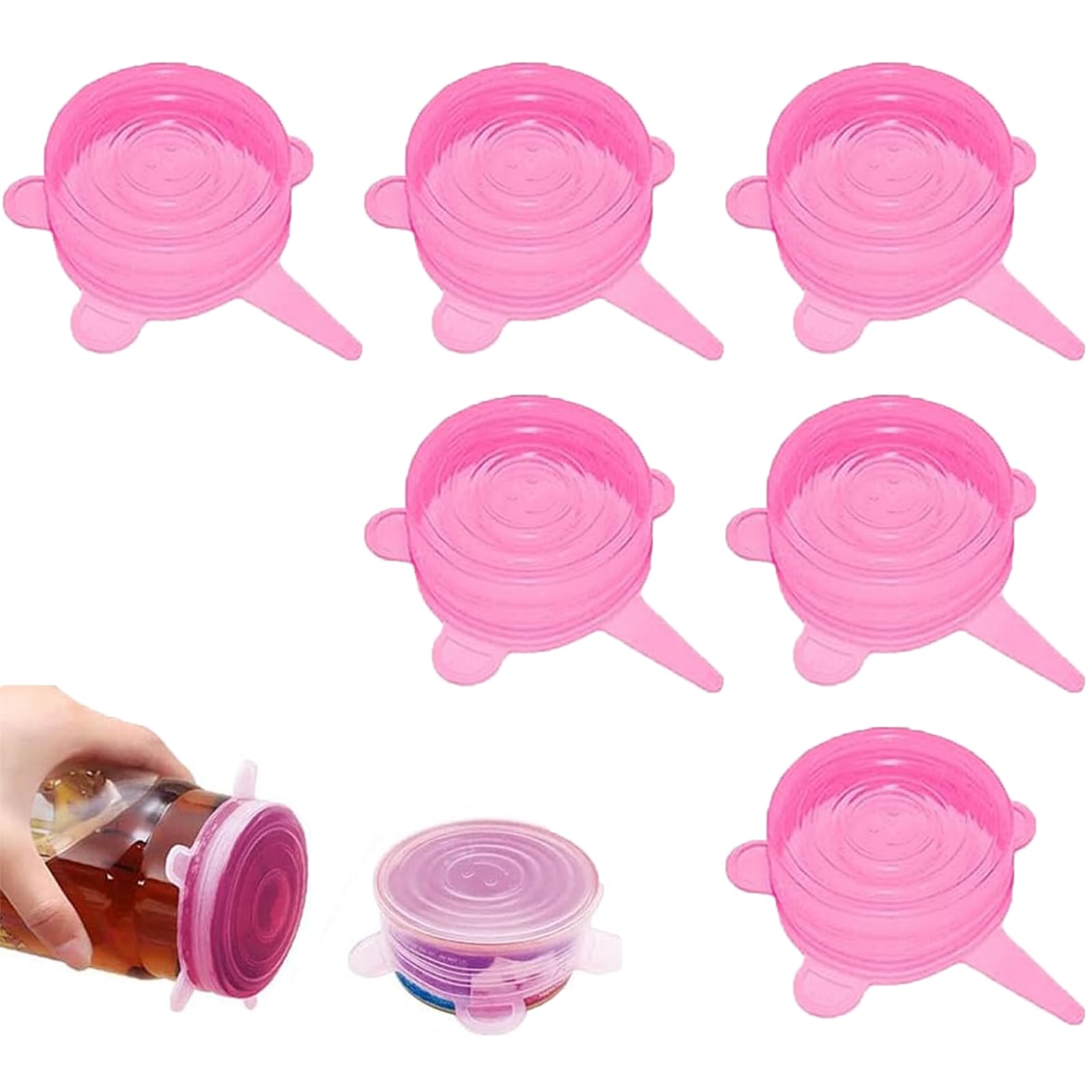 Lot De 6 Couvercles En Silicone Extensibles - Pour Pots De Yaourt, Bols, Tasses - Réutilisables Et étanches
