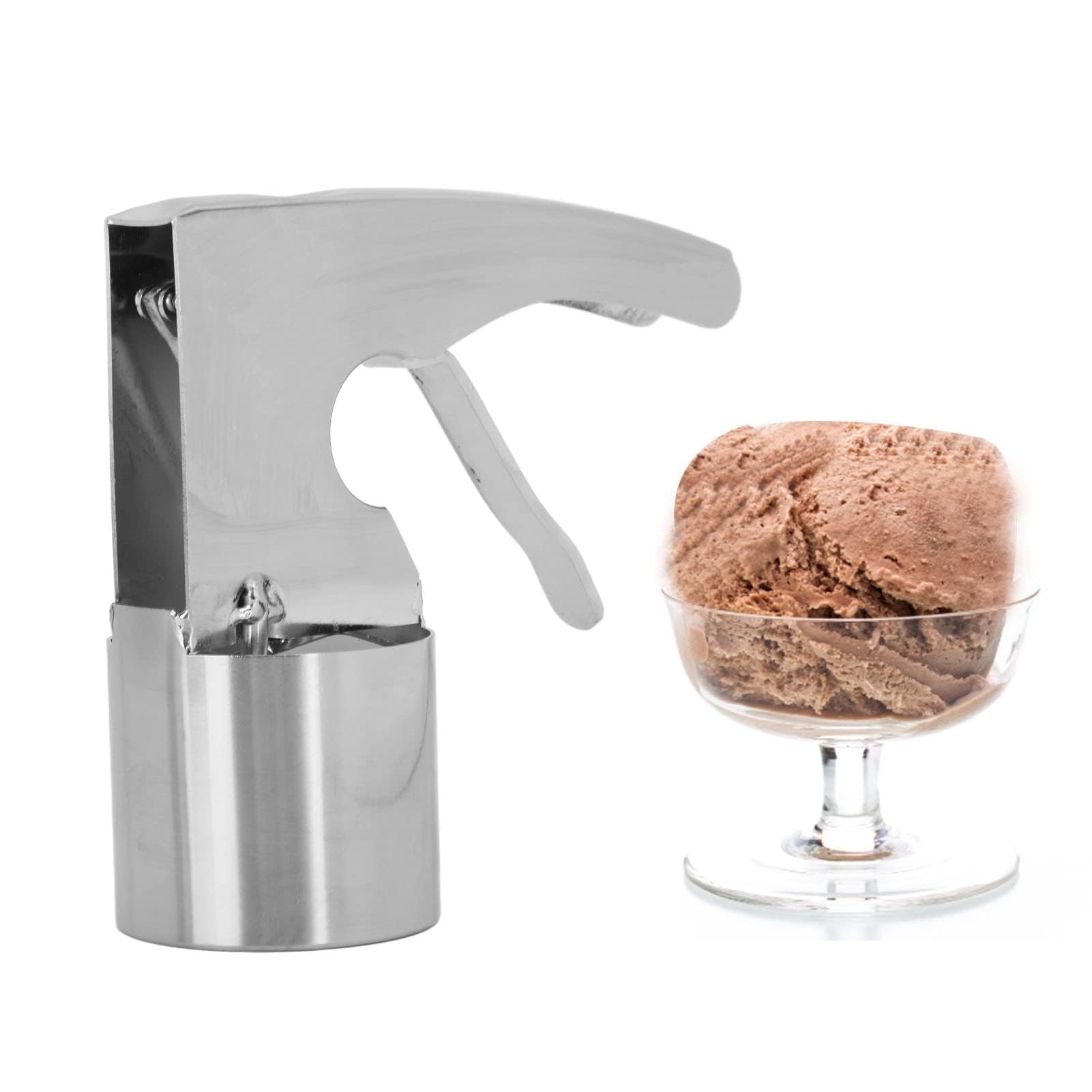 Cuillère à glace cylindrique en acier inoxydable avec gâchette Design ergonomique Cuillère à glace réglable Old Time
