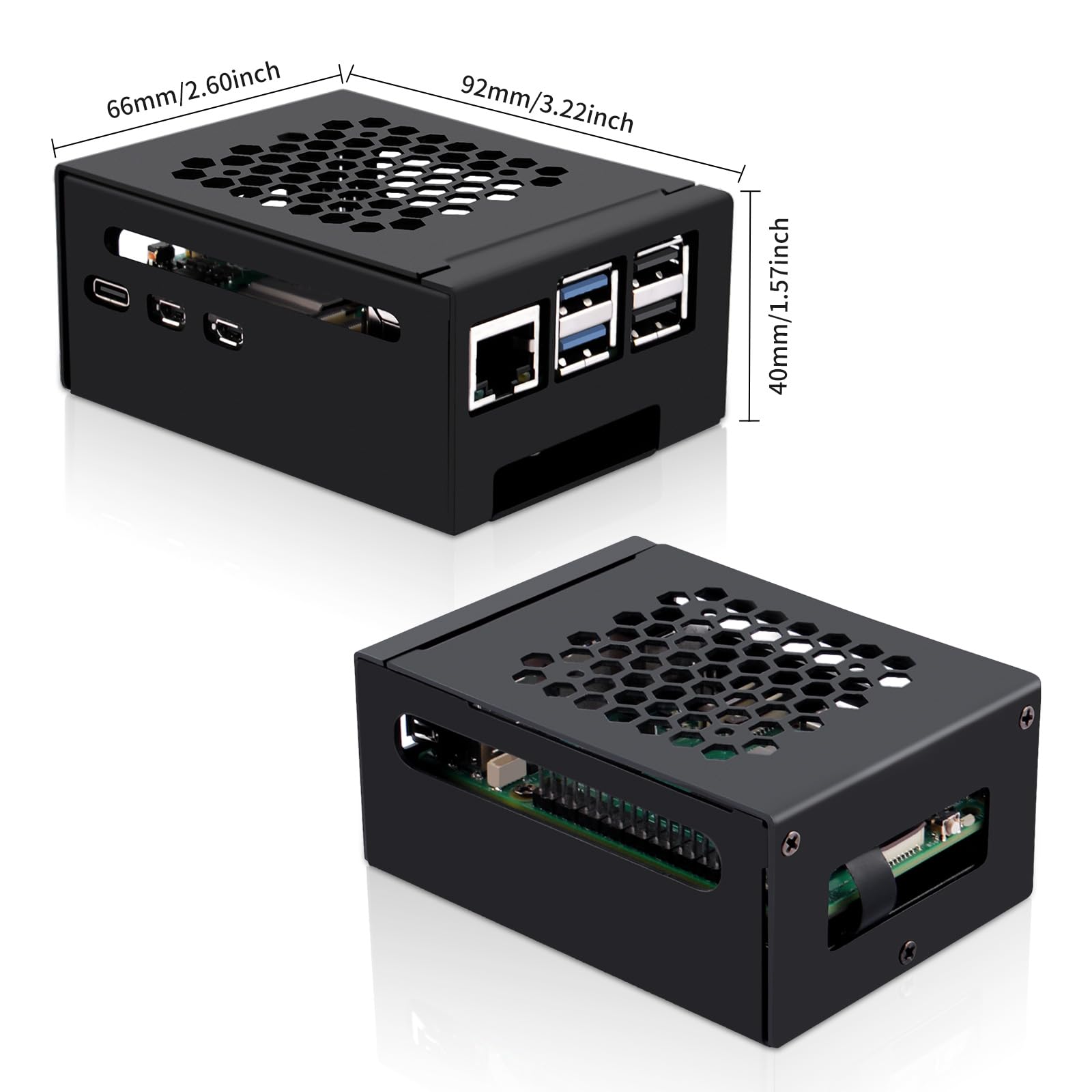 GeeekPi Metalowa obudowa z płytą peryferyjną N07 M.2 NVMe SSD Pip PCIe Bottom dla Raspberry Pi 5, obsługuje M.2 Key-M NVMe SSD 2230/2242/2260/2280