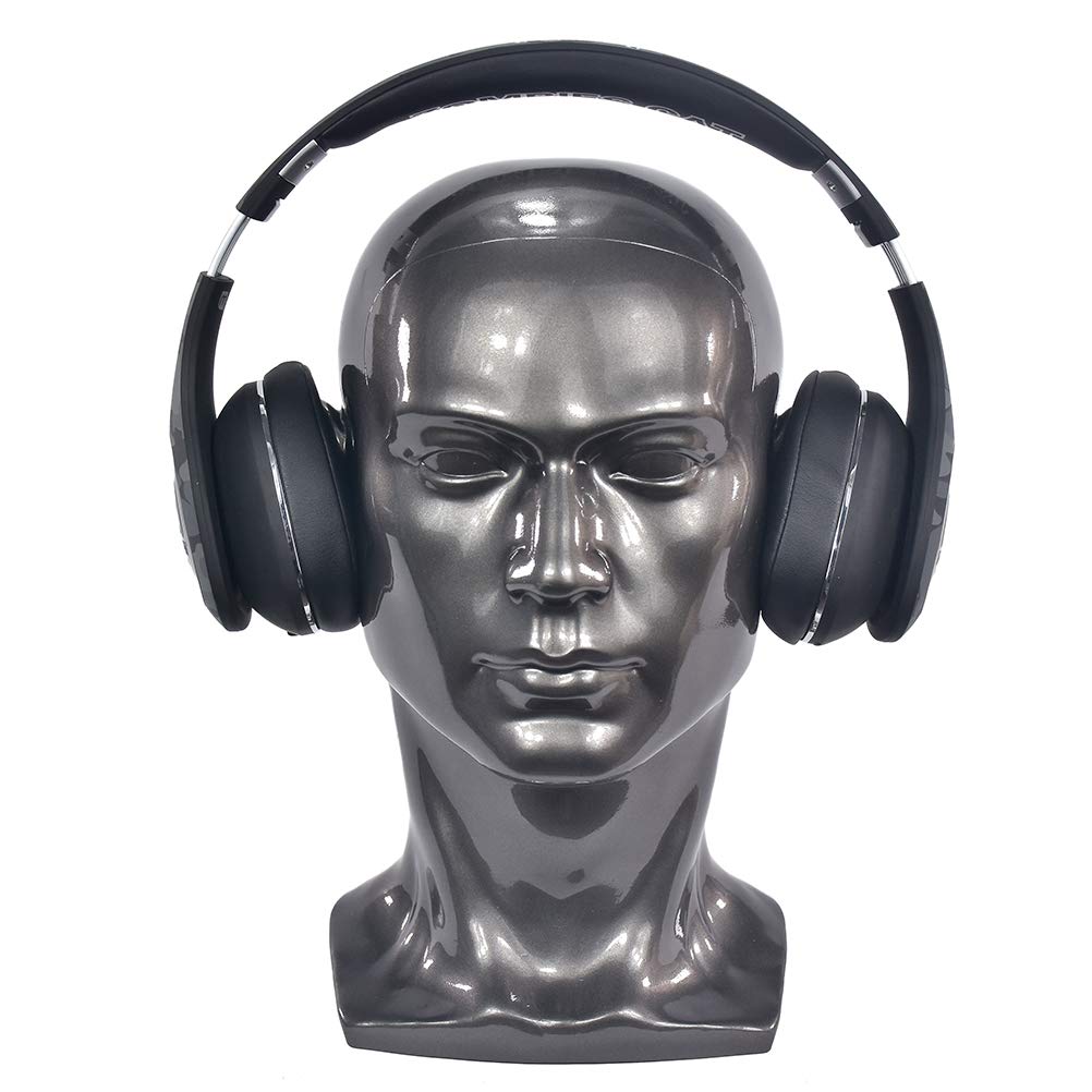 Ba Sha Grey Glossy Profesjonalna głowica manekinowa do zestawu słuchawkowego wyświetlacza, słuchawki, konsola do gier, czapki, wigs jewelry (szary błyszczący)