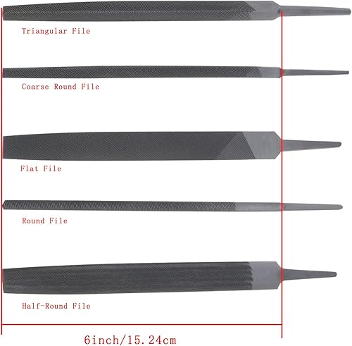 Miniatura 4 de Juego con 5 piezas de archivo de metal, archivo de ingenieros de corte, archivo plano, medio redondo, archivo redondo, archivo triangular, lima