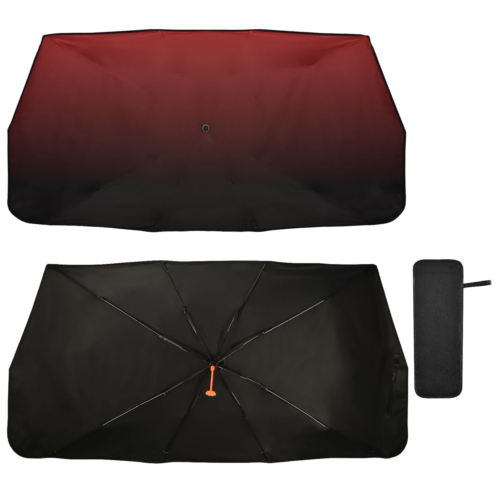 Red Black Car Sun Shade Windshield Car Umbrella Foldable Uv Ray Reflector Front Window Sun Shade Visor Shield Cover