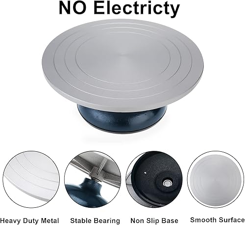 Miniatura 4 de HighFree Rueda de escultura grande de 12 pulgadas, rueda de bandas resistente, placa giratoria de construcción de metal con rodamientos de bolas