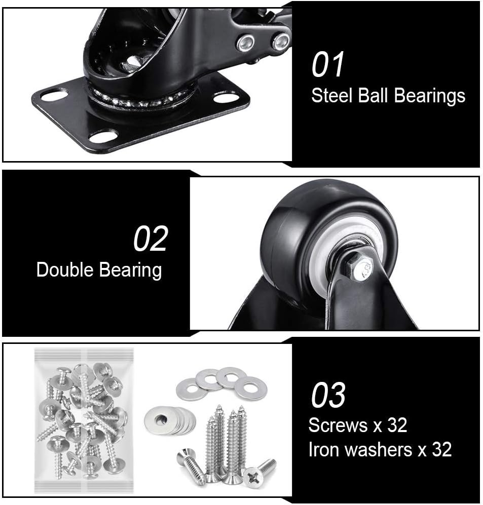 Exсluѕіvе Dіѕсоunt 90% Prісе Leffis 8 Pack 2 Inch Caster Wheels with Dual Locking, Heavy Duty Cart Wheels Workbench Casters, Swivel Casters Wheels for Furniture and Trolley