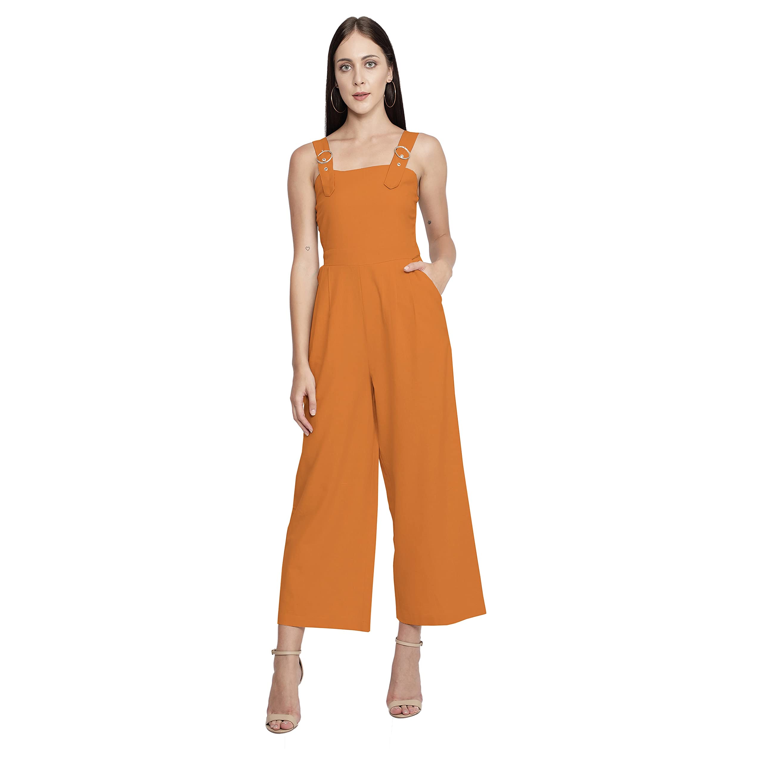NUEVOSDAMASWomen Solid Cotton Linen Jumpsuit