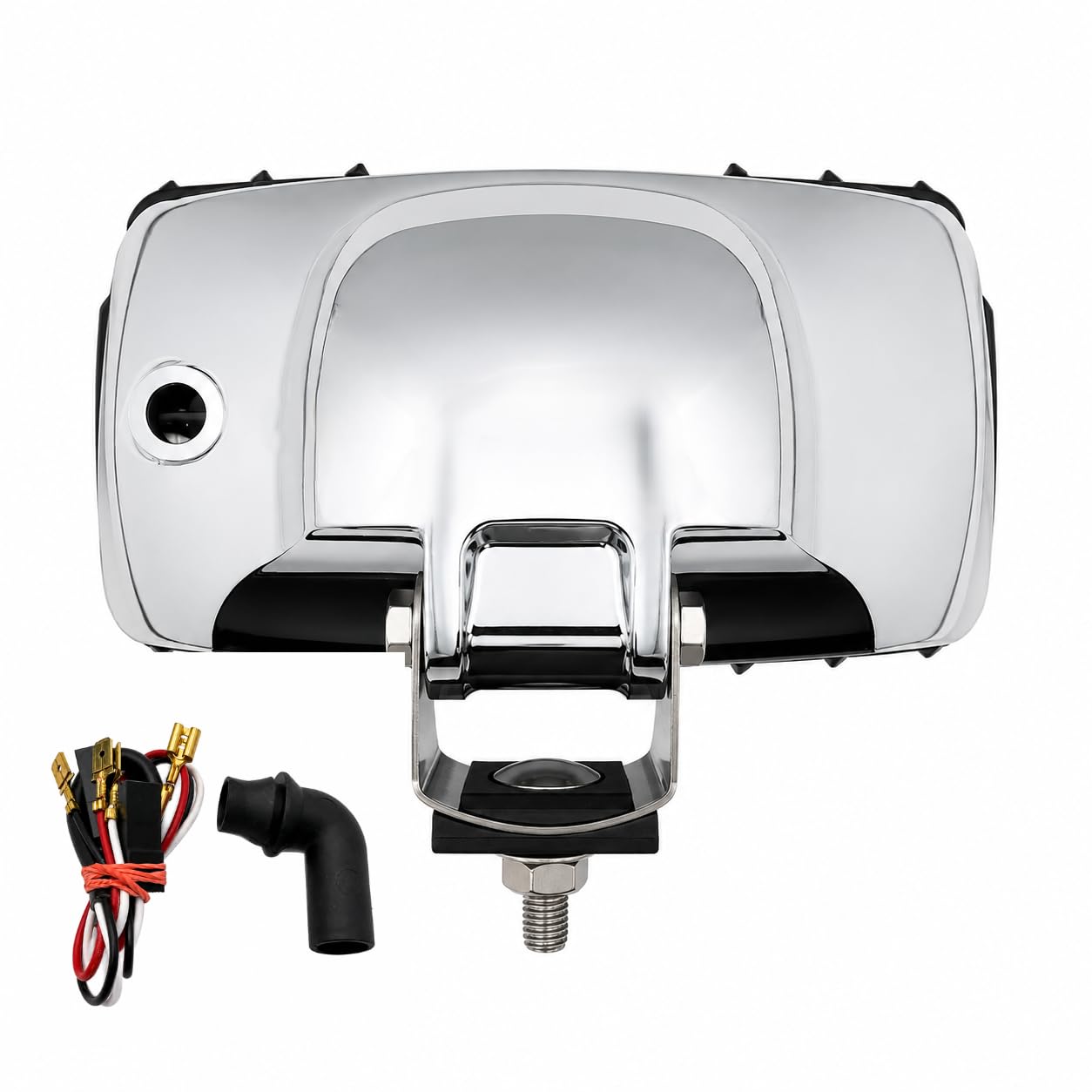 Matel Service 2x Fernscheinwerfer H3 220x123x120 mm E20 für Traktor LKW Nutzfahrzeug – Chrom Klarglas mit Schutzgitter ohne Glühlampen