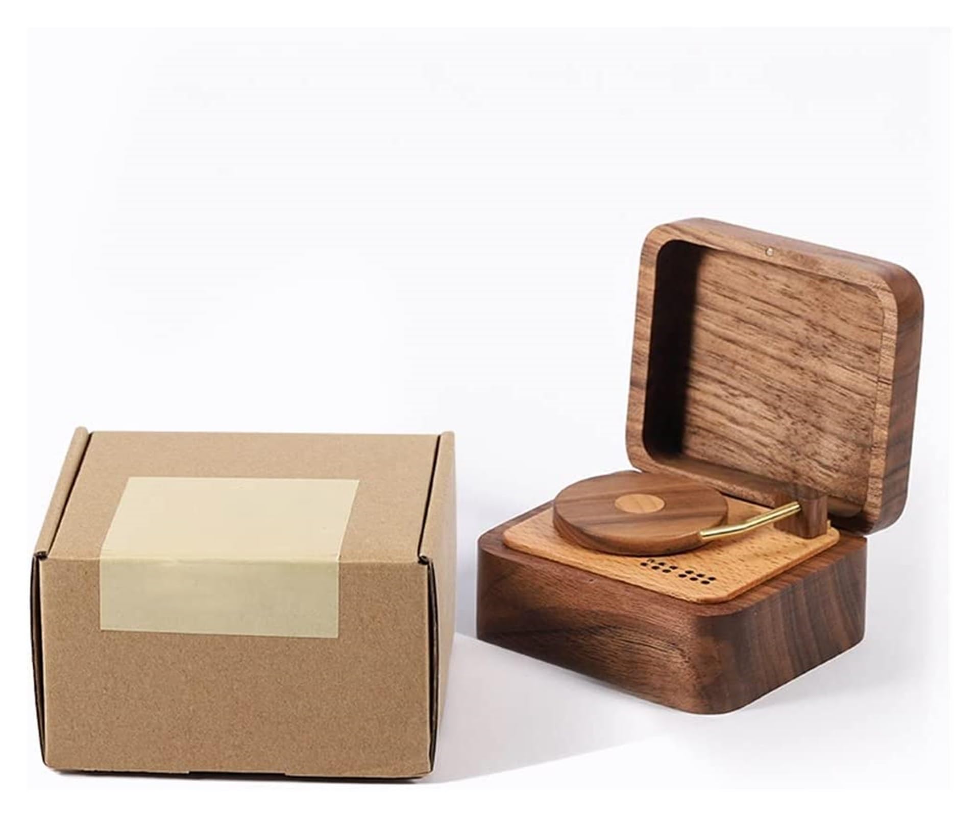 Cajas Musicales Caja de música con Reproductor de Discos de Vinilo, Caja de música con Mecanismo de relojería de Madera, for el cumpleaños del Día de San Valentín Musical