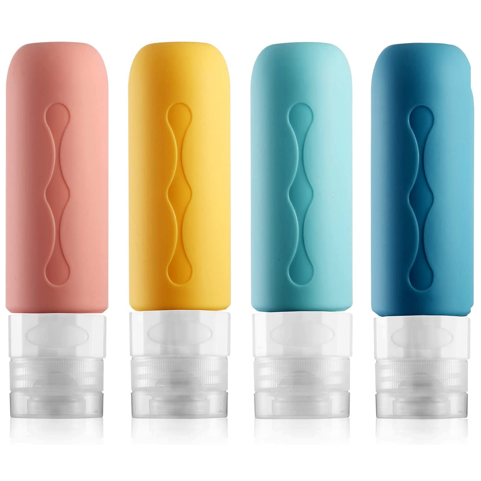 HIQUAY Travel Bottles Leak Proof, 3 oz TSA Approved Silicone Squeezable Travel Shampoo Bottles, Refillable Liquid Travel Containers Set for Cosmetic Toiletries Shampoo Conditioner Lotion Soap