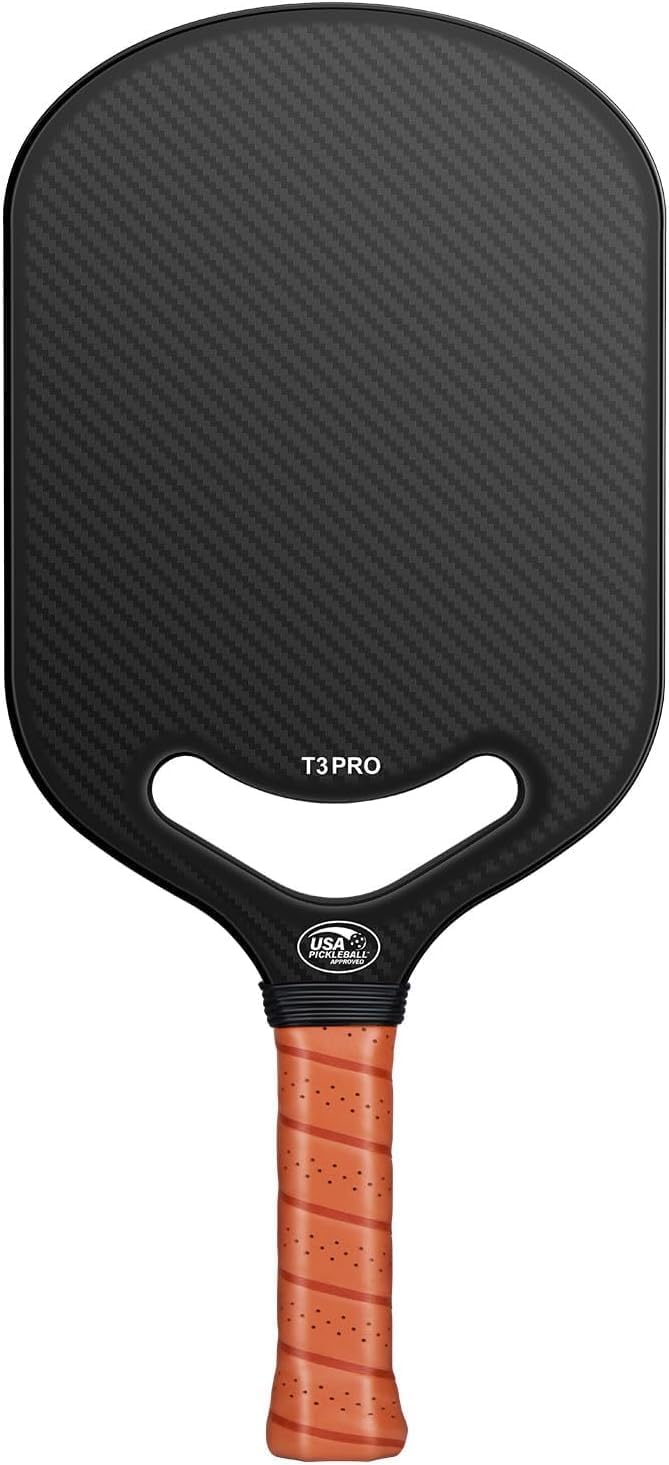 Carbon Fiber Pickleball Paddle with Aero Throat, USAPA Approved Pickleball Racket for Control, Polymer Honeycomb Core, Textured Carbon Grit Surface, 16mm Pickleball Paddles