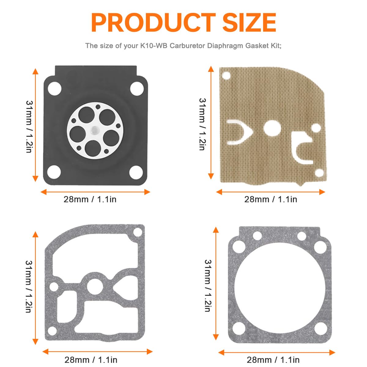 ZAMDOE RB-77 Carburetor Diaphragm Gasket Kit Fits for Stihl MS170 MS180 018 017 MS230 RB-77 for C1Q-S43 C1Q-S43A C1Q-S43B C1Q-S57 C1Q-S57A C1Q-S57B C1Q-S137 C1Q-S137A C1Q-S152 Engines Chainsaw part - Image 2