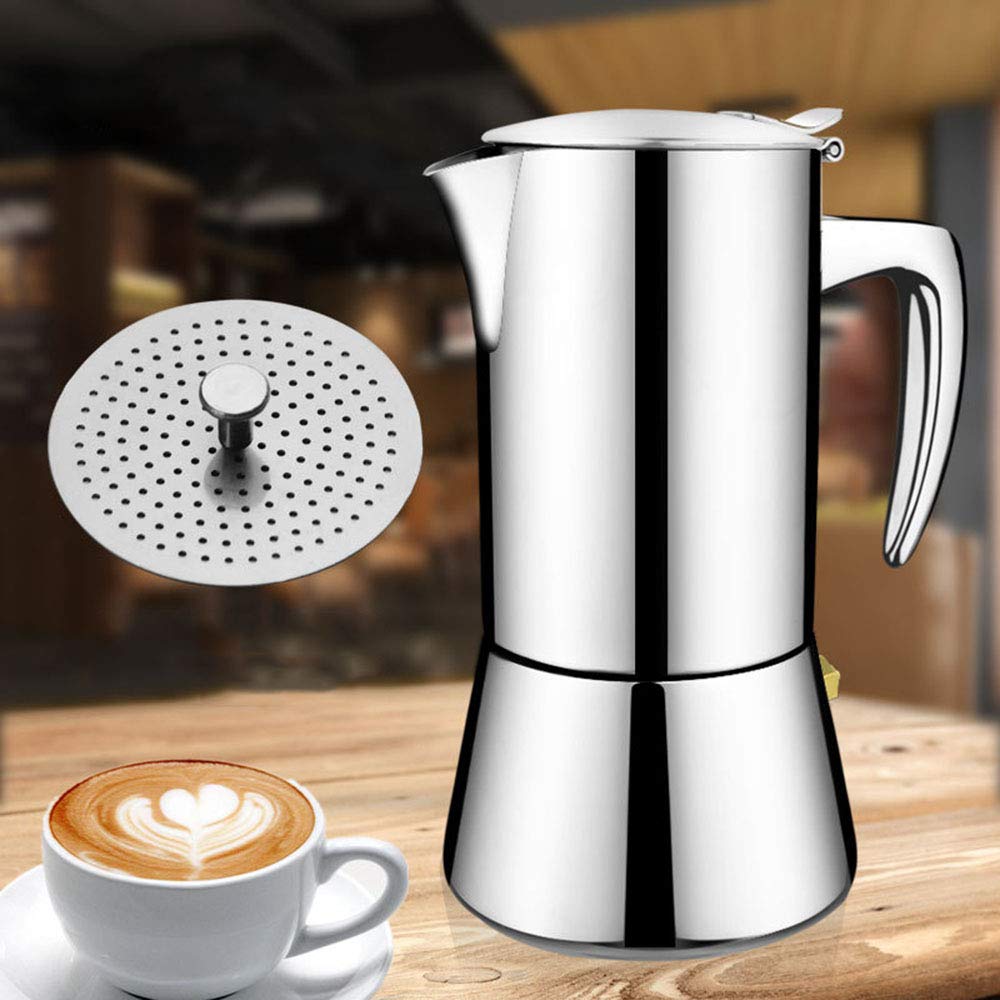 Espressokocher aus Edelstahl für Induktionsherd, 4 Tassen Mokkakanne (200 ml) – Herd-Kaffeemaschine für reichhaltiges, vollmundiges Gebrüh, perfekt für Kaffeeliebhaber