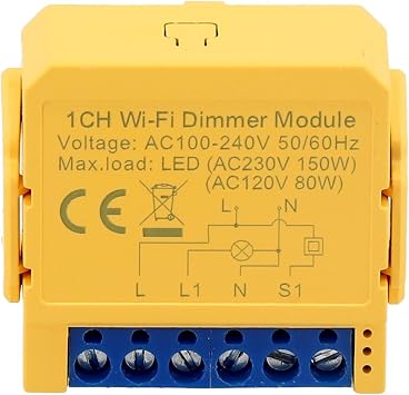 Smart Dimmer Light Switch Module 1/2 Gang for Tuya and Smart-Life App, WiFi Controlled Stepless Dimming, Voice Control for Alexa Google Assistant, 2-Way Control(Wifi 1Gang)