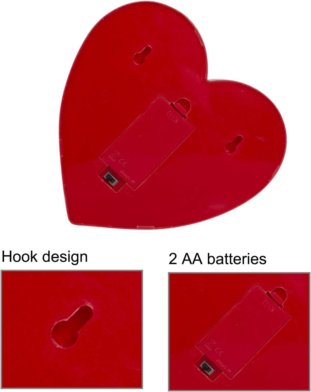 Brightown Decorative LED Marquee Lights Red Heart Shaped Light Up Sign Wedding Birthday Party Night Light Christmas Lamp Home Bar Decoration Battery Operated