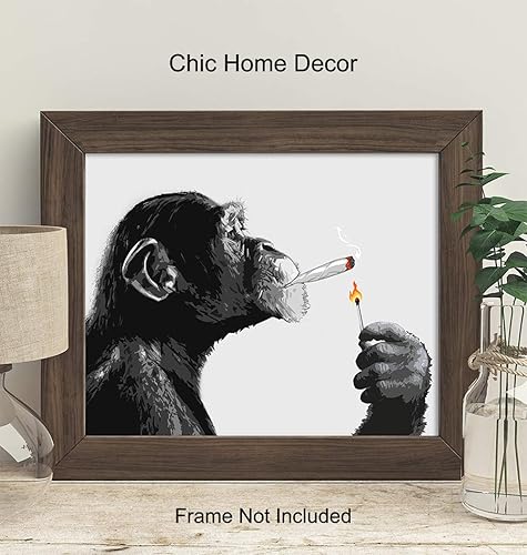 Miniatura 10 de DOPE Chimp Smoking Weed LARGE 11x14 - Psychedelic Room Decor - Marijuana Gifts for Men - Dope Posters - Trippy Wall Art - Cannabis Art Print -