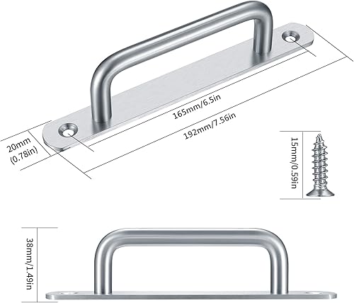 Miniatura 2 de Barn Door Handles, Sliding Door Pull Handles, Stainless Steel Closet Cabinet Door Handles Pulls with Plates for Cupboard Cabinet Wardrobe Drawer