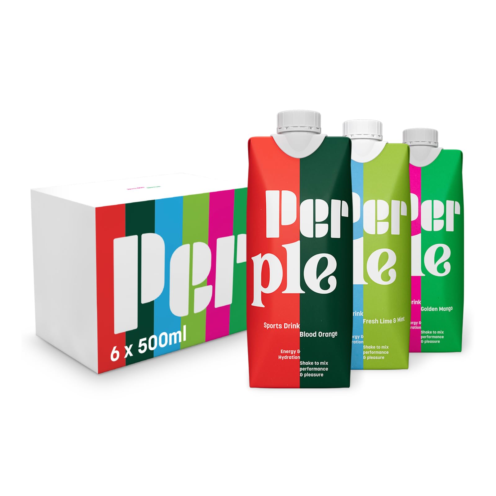 Perple Sports Drink - Natural Isotonic Energy & Hydration | Nutrient Rich Carbs, Electrolytes & BCAA | Gluten Free, Vegan | 3x Refreshing Fruit Flavours | Made From Plants | Variety Pack | 6x500ml