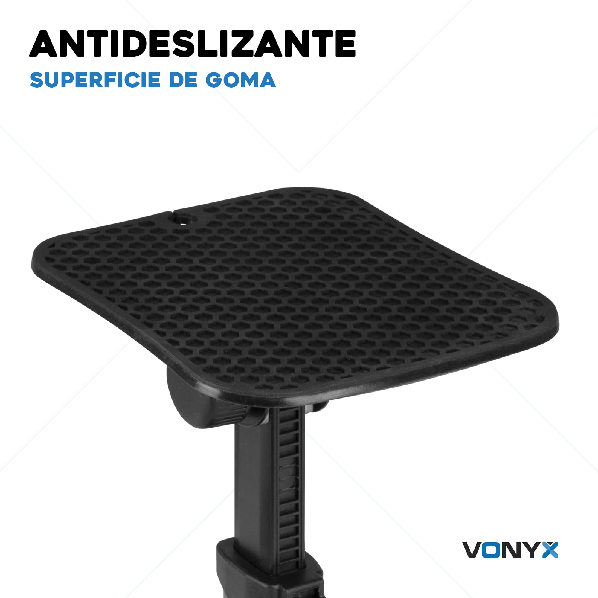 Vonyx SMS30 - Soporte de altavoz universal ajustable en altura de 23 cm a 29,5 cm, soporte estable para altavoces o monitores de estudio de hasta 15 kg e inclinación de +/- 10° para un sonido óptimo