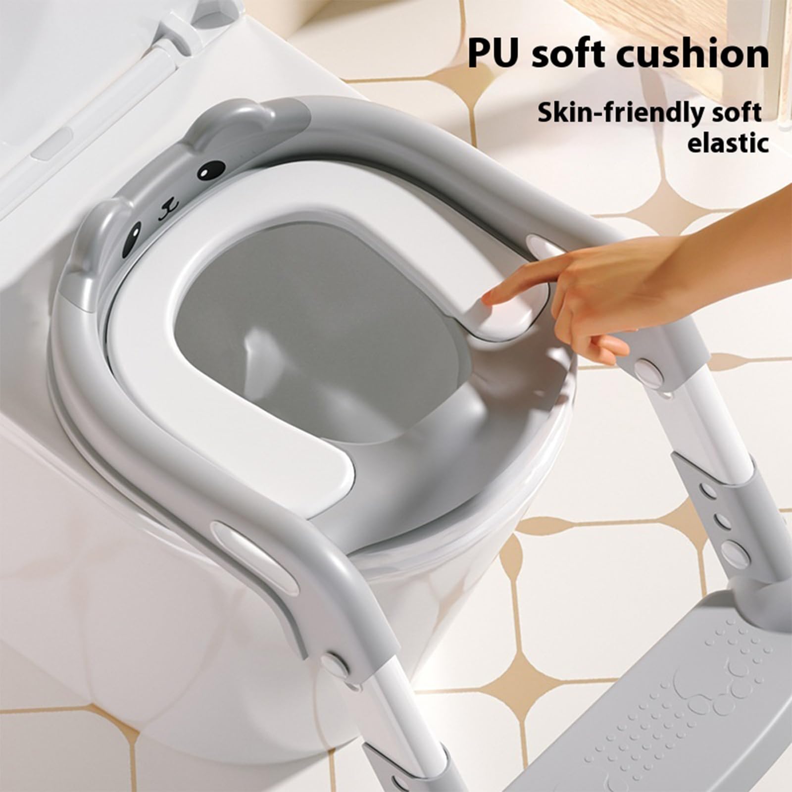 3-fach höhenverstellbarer Töpfchentrainingshocker für Kleinkinder, faltbare Trittleiter, rutschfeste Basis, ergonomisches Design, Toilettensitz, Tritthocker, Toilettensitz