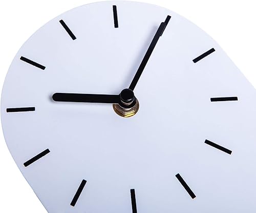 Miniatura 7 de SOFFEE DESIGN Reloj de mesa de una pieza con hoja de hierro con base de madera, reloj de escritorio sin tictac funciona con pilas para sala de