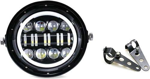 POCHY Motorcycle Headlight For Cafe Racer Bobber Gs125 Cg125 Motorcycle Universal Led Headlight 7" Motor Round Head Lamp Scooter 7 Inch Headlamp