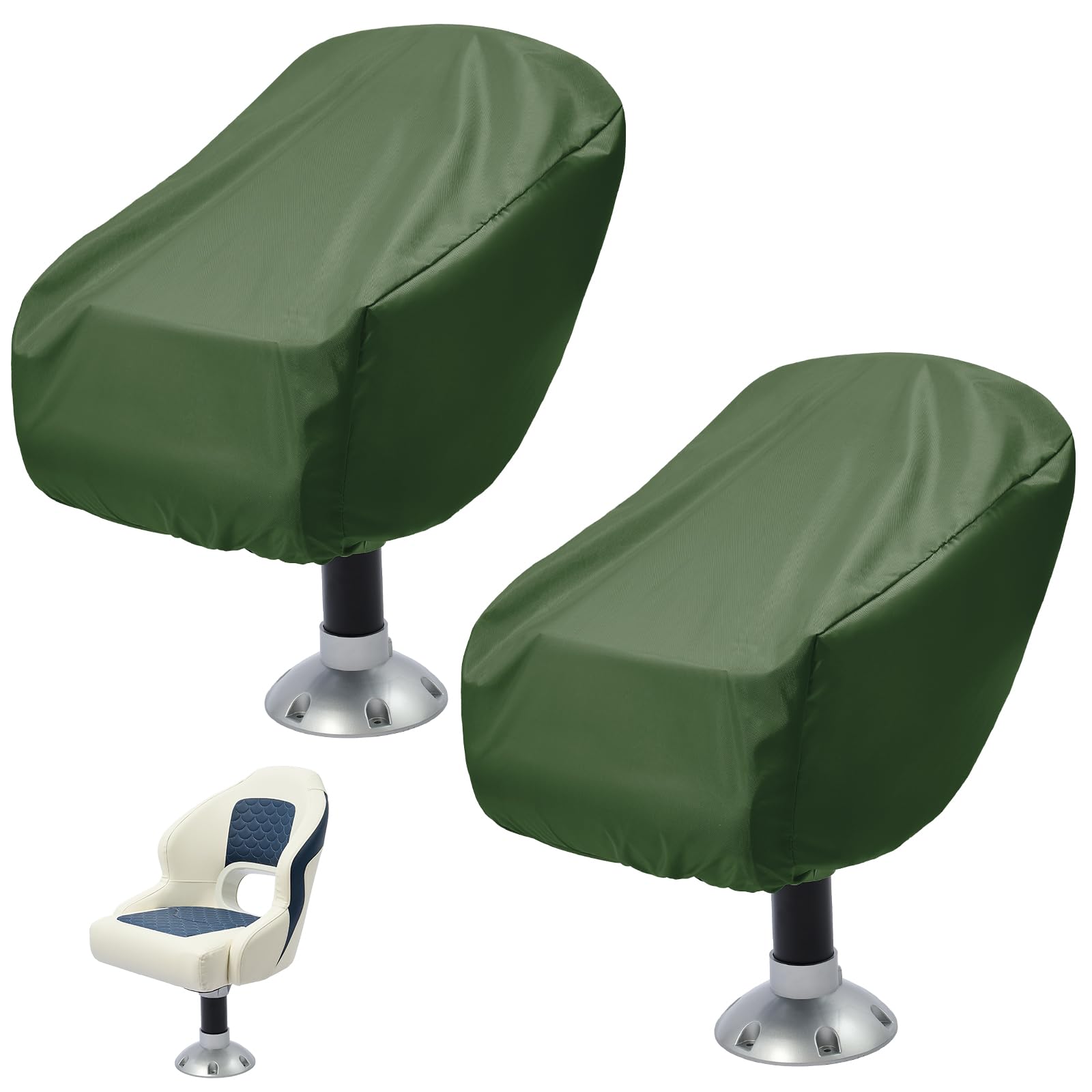 2 Pack Boat Seat Covers Waterproof 900D Heavy Duty Boat Captain Chair Cover