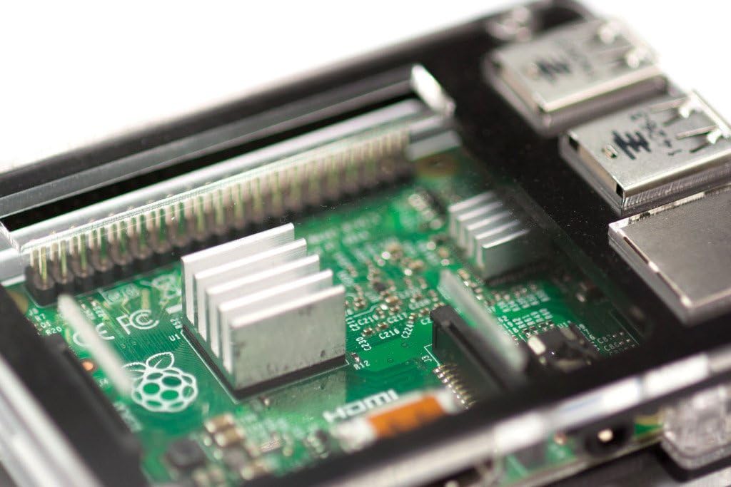 C4Labs Zebra Case Kit for Raspberry Pi 3B+, 3, 2, 2B and B+ Heat Sinks and Power Cord Included-Black Ice