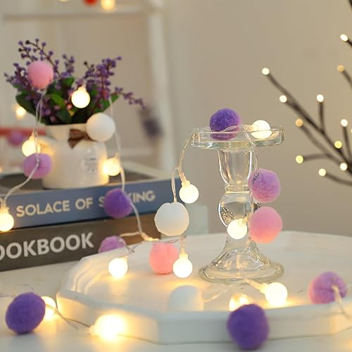 ChiRee Indoor String Lights 6.56 Feet Pom Poms Fairy Lights