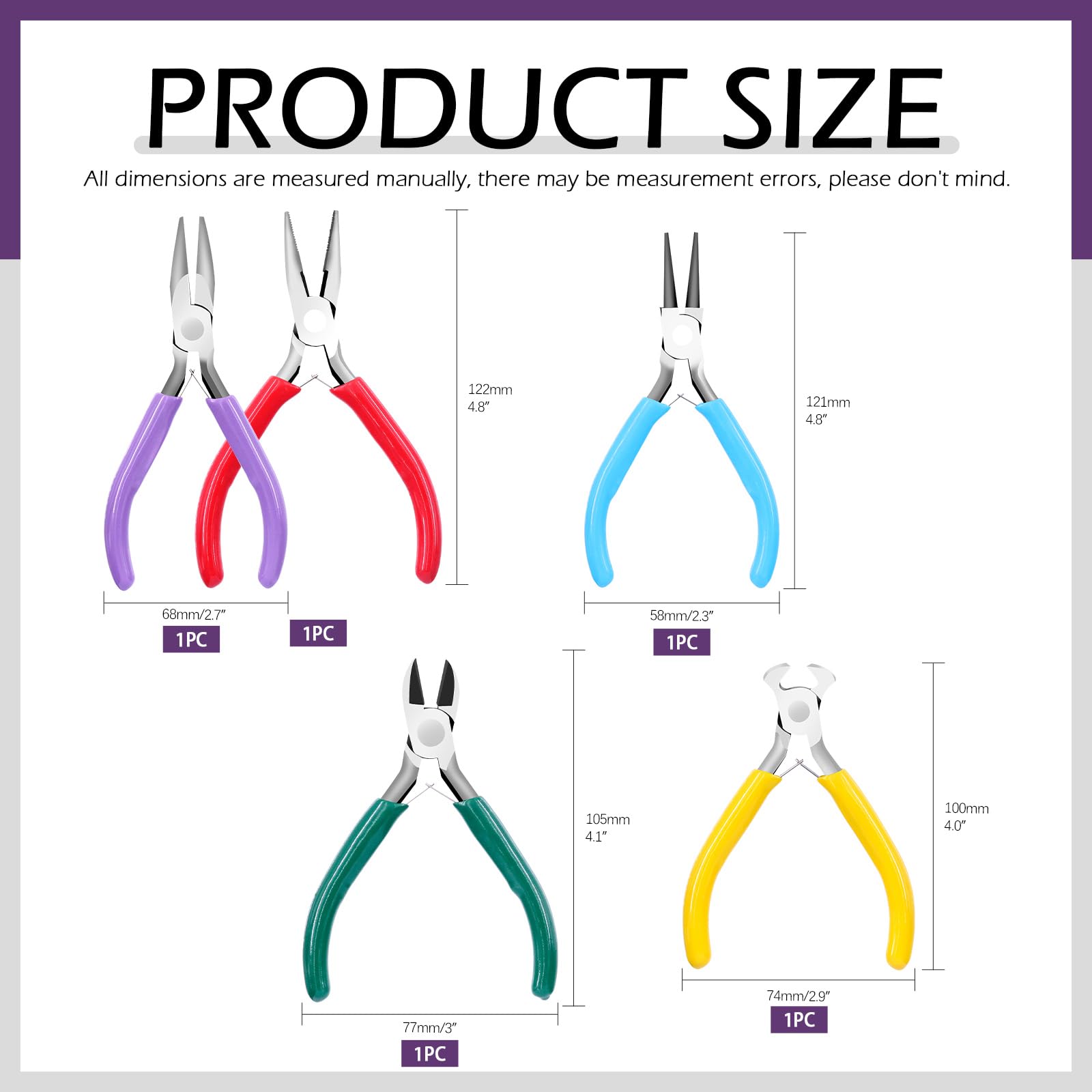 Swpeet 5Pcs Jewelry Pliers, Mini Jewelry Making Tools with Needle/Round/Bent Nose Pliers, Wire Cutters, End Nipper - Image 2