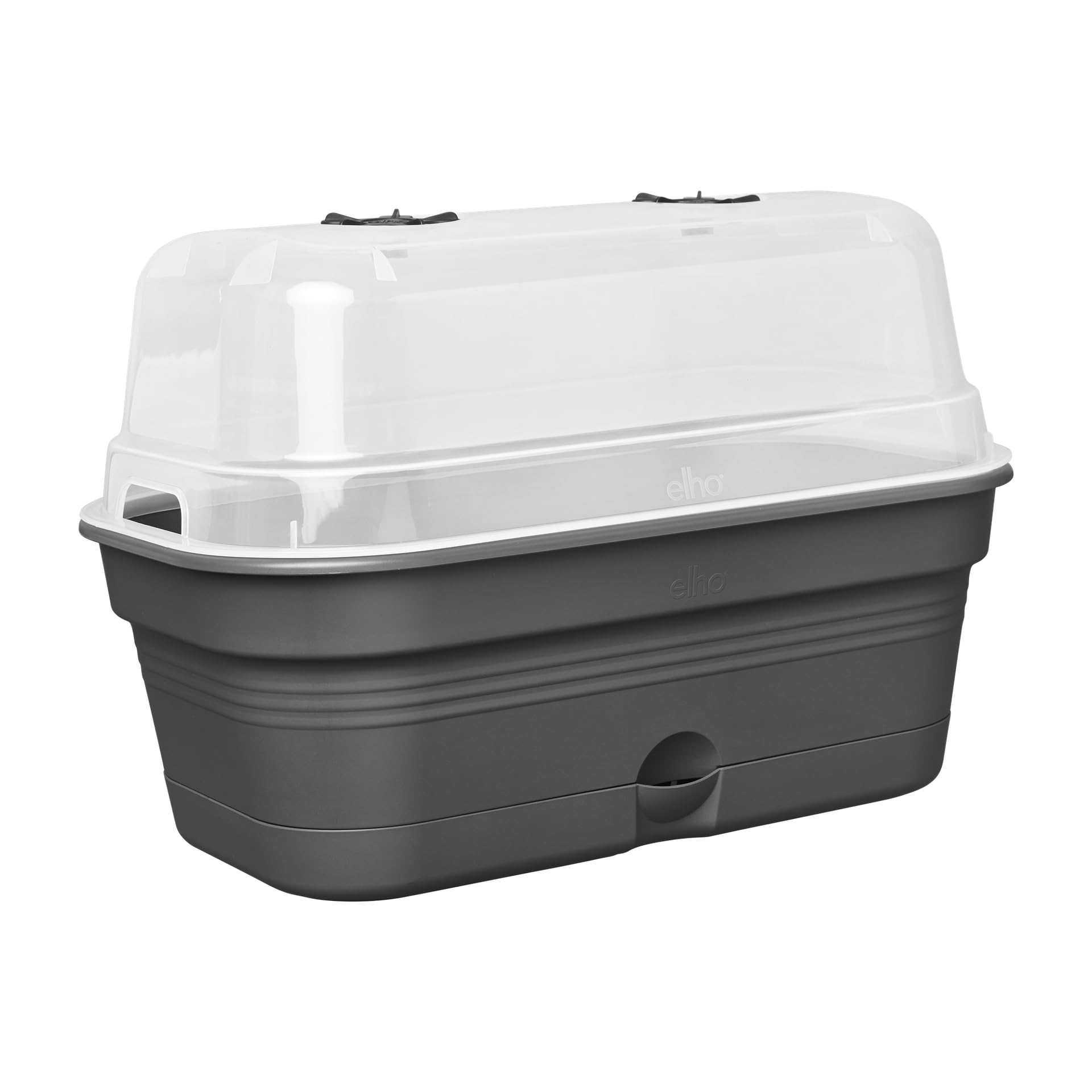 Elho Green Basics Plateau De Culture Allin 1 L Jardinière - Living Noir | L 23 x W 39 x H 15.2 cm | Soucoupe Intégrée | Plastique 100% recyclé