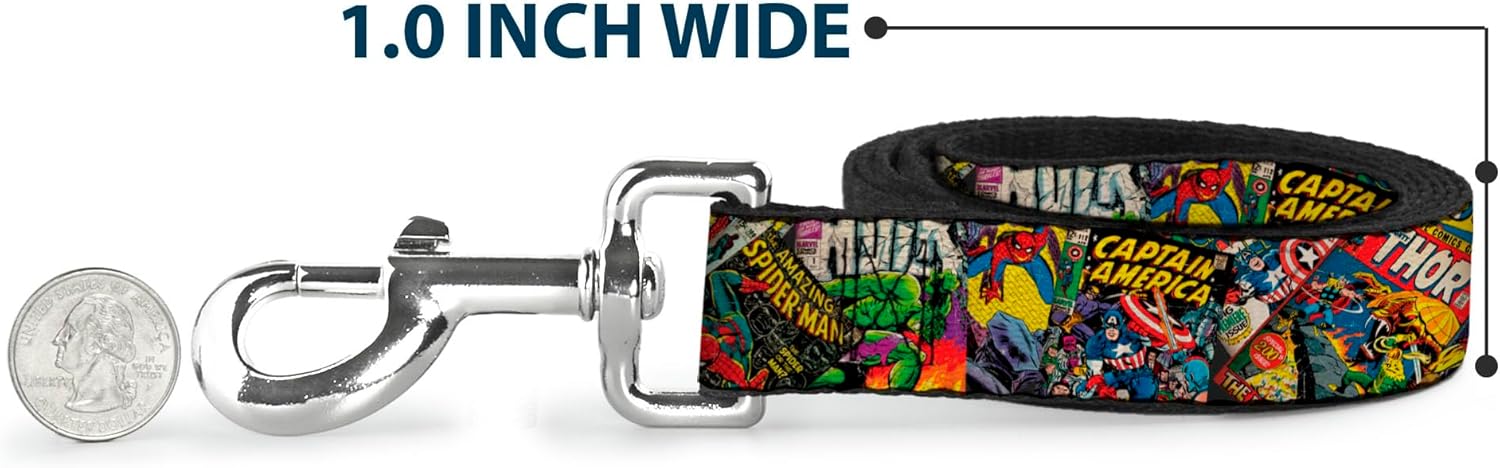 Dog Leash Retro Marvel Comic Books Stacked Close Up 4 Feet Long 1.5 Inch Wide