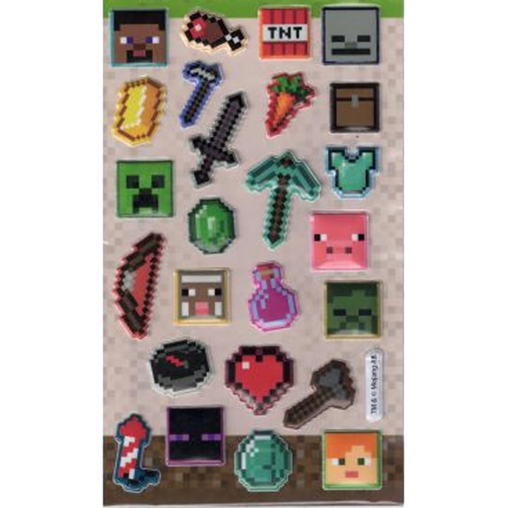 Pyramid International Multi Dst Minecraft (Assortment) 25Pc Reuseable Stickers Puffy