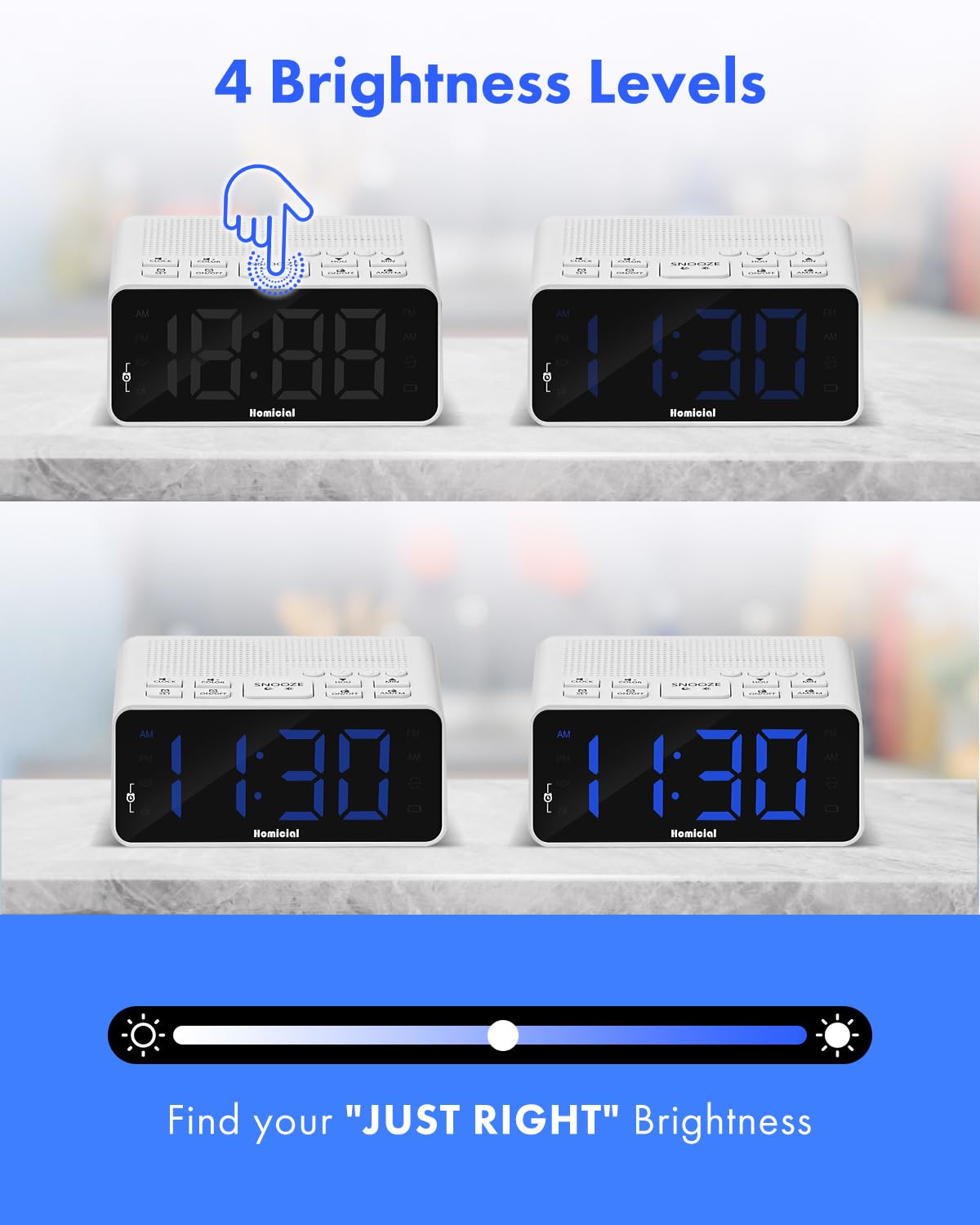 Radiosveglia digitale con radio AM/FM, cifre LED multicolore da 1,4 pollici, preimpostazione, timer di spegnimento e display chiaro con dimmer per camera da letto comodino, presa alimentata