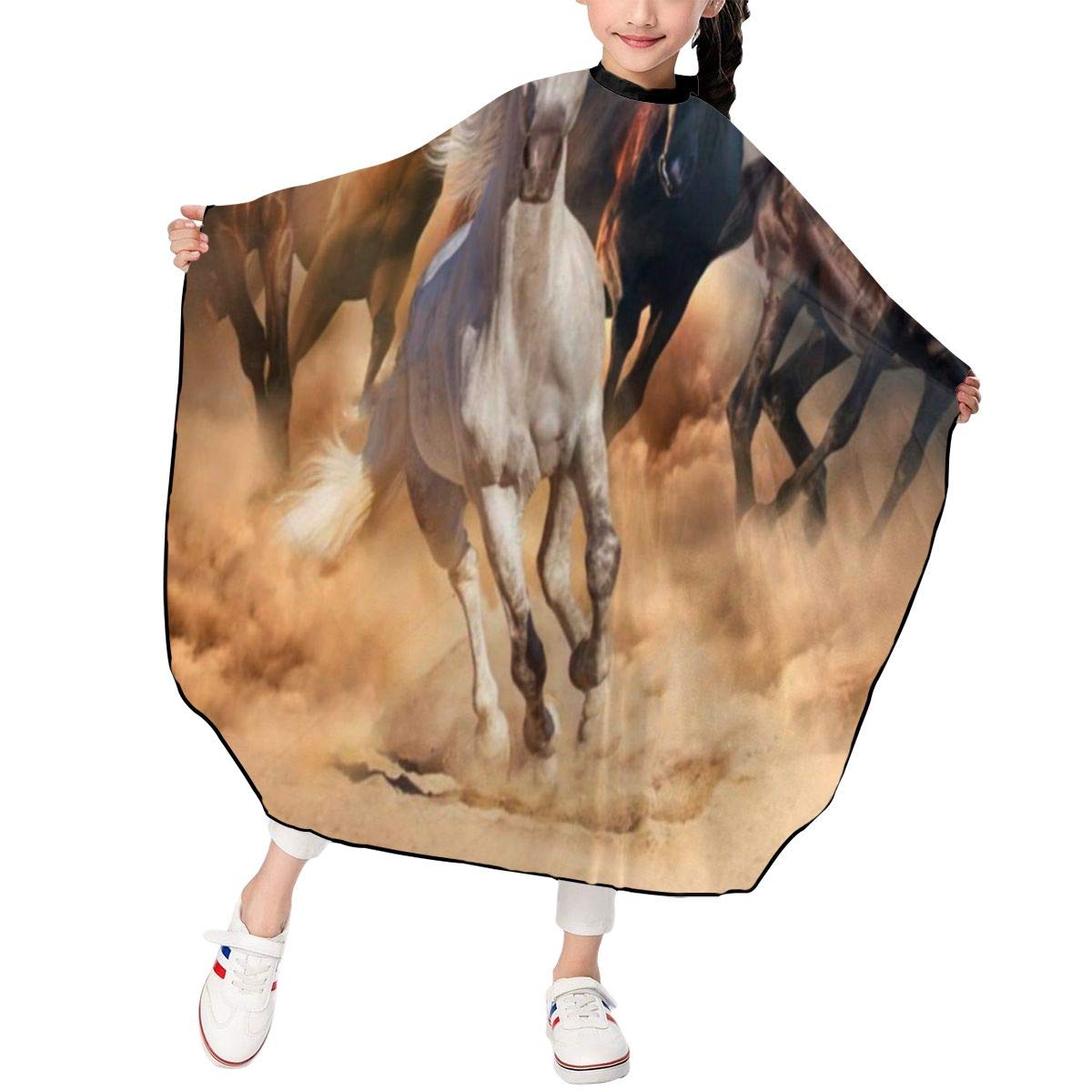 SLHFPX Running Horse Kids Barber Cape Professional Home Salon Haircut Styling Smock Cover Cloth Waterproof Hair Cutting Apron for Boys/Girls/Toddler/Children
