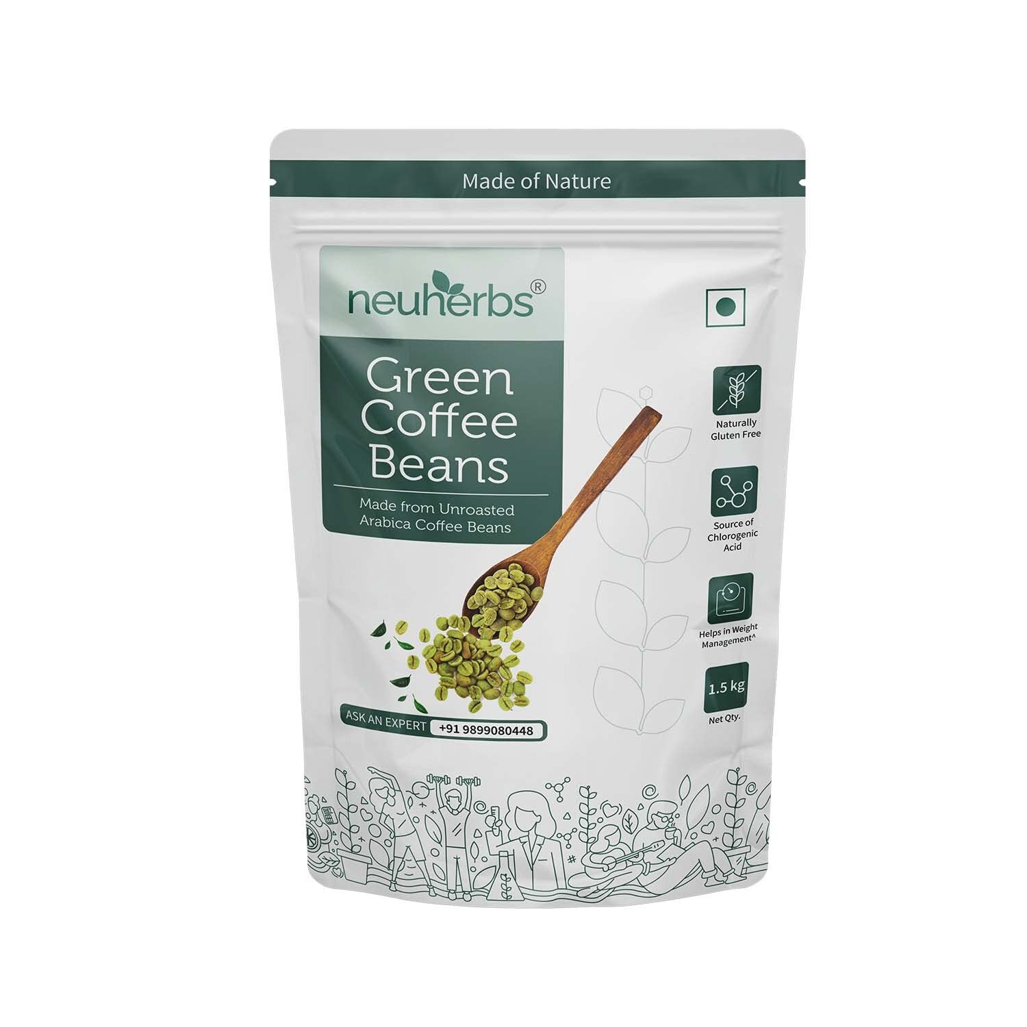 Neuherbs Unroasted Arabica Green Coffee Beans With Chlorogenic Acid