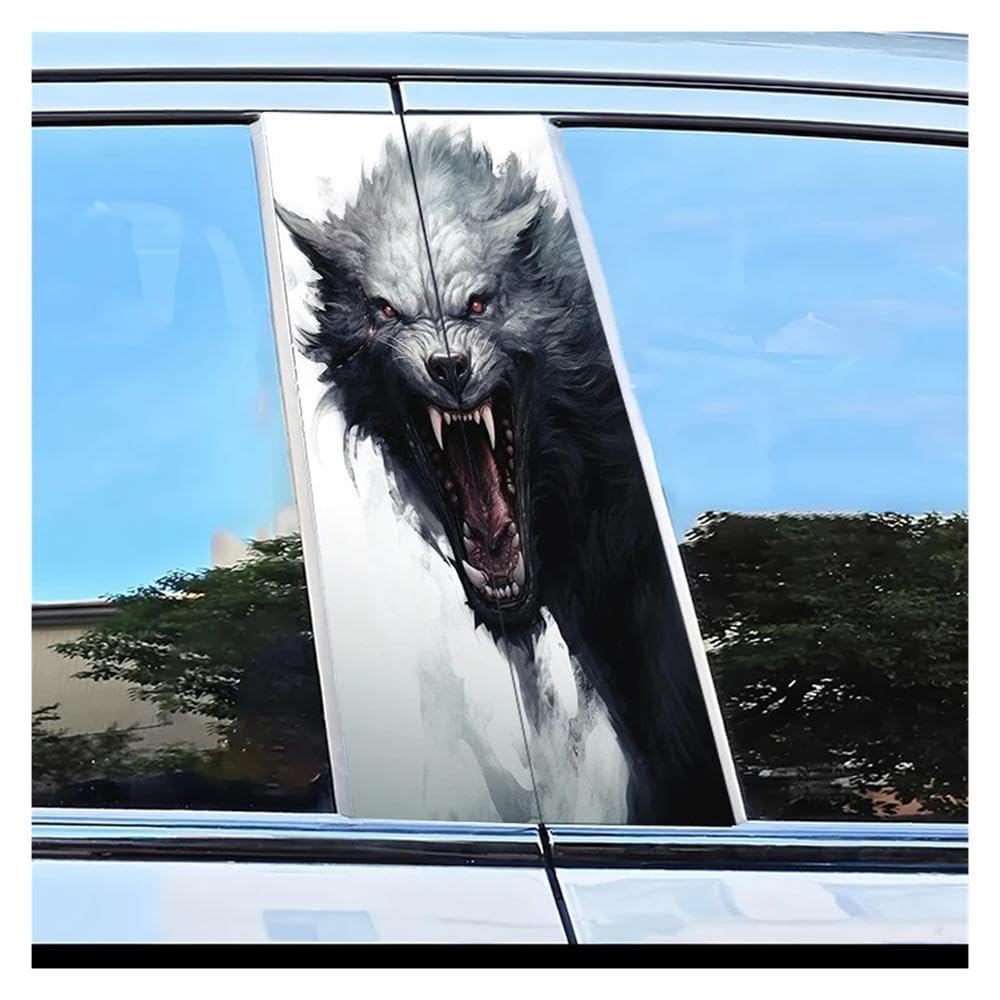 Body Parts 2pcs Car Center Pillar Protection Stickers Wolf Head Pattern Scratch Resistant Film