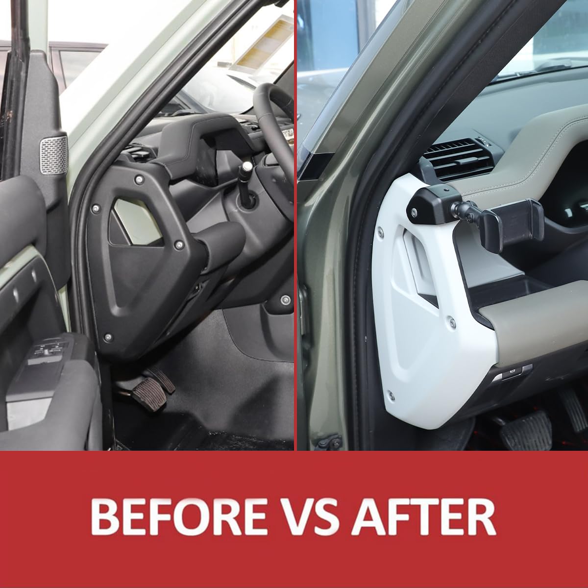 JONKOKO Alumium Alloy Dashboard Side Mobile Phone Holder Trim Compatible with Land Rover Defender 90 110 130 2020-2024 Car Central Control Car Phone Mount (Style A, Left)