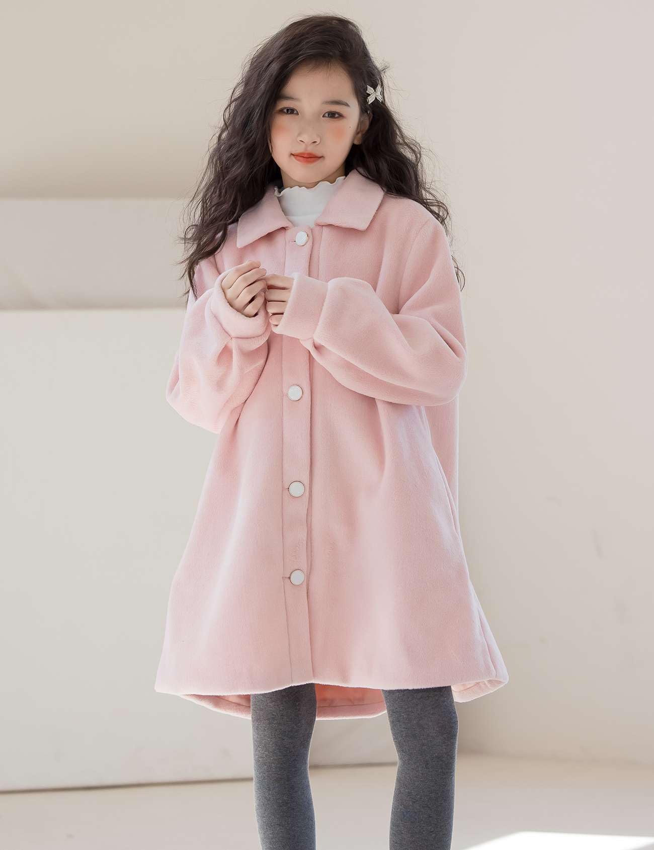 Echinodon Cappotto di lana per ragazze monopetto Trench Cappotto per bambini Principessa Inverno Caldo Soprabito