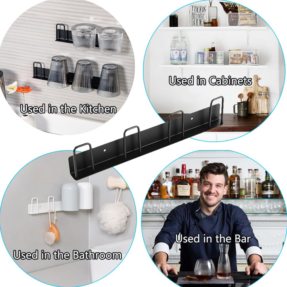 HQahnekme 2 PCS Montage mural Porte Tasses, Crochet de tasse de café sans perçage, ​avec 4 supports,Mug Titulaire Pour cuisine,salon,bureau (Noir)