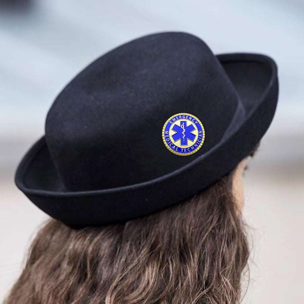 Dianzan Broche Caducée Étoile De Vie Médicale, Broche Ronde Bleue Symbole Ambulancier Paramédical, Broche À Revers pour Médecin Infirmière