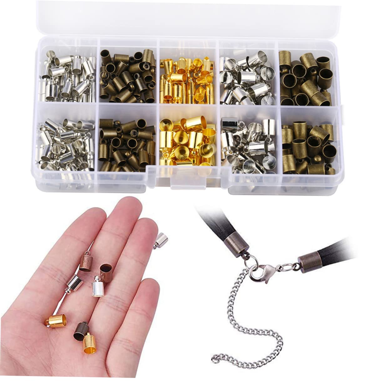 IWOWHERO DIY Jewelry Making 6mm Wide Weight Buckle Buckle Fringe Hat Leather Cord Ends Caps