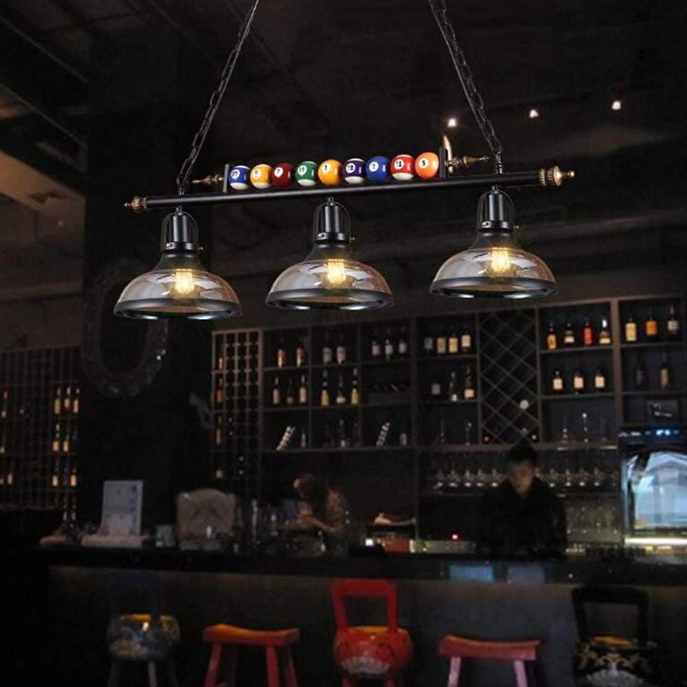 Retro Pendelleuchte Billard Kronleuchter 3 Flammig E27 Industrielle Metall Hängelampe Glas Lampenschirm Für Billard Hall Schlafzimmer Esszimmer Beleuchtung Club Bar Café Deko Deckenleuchte