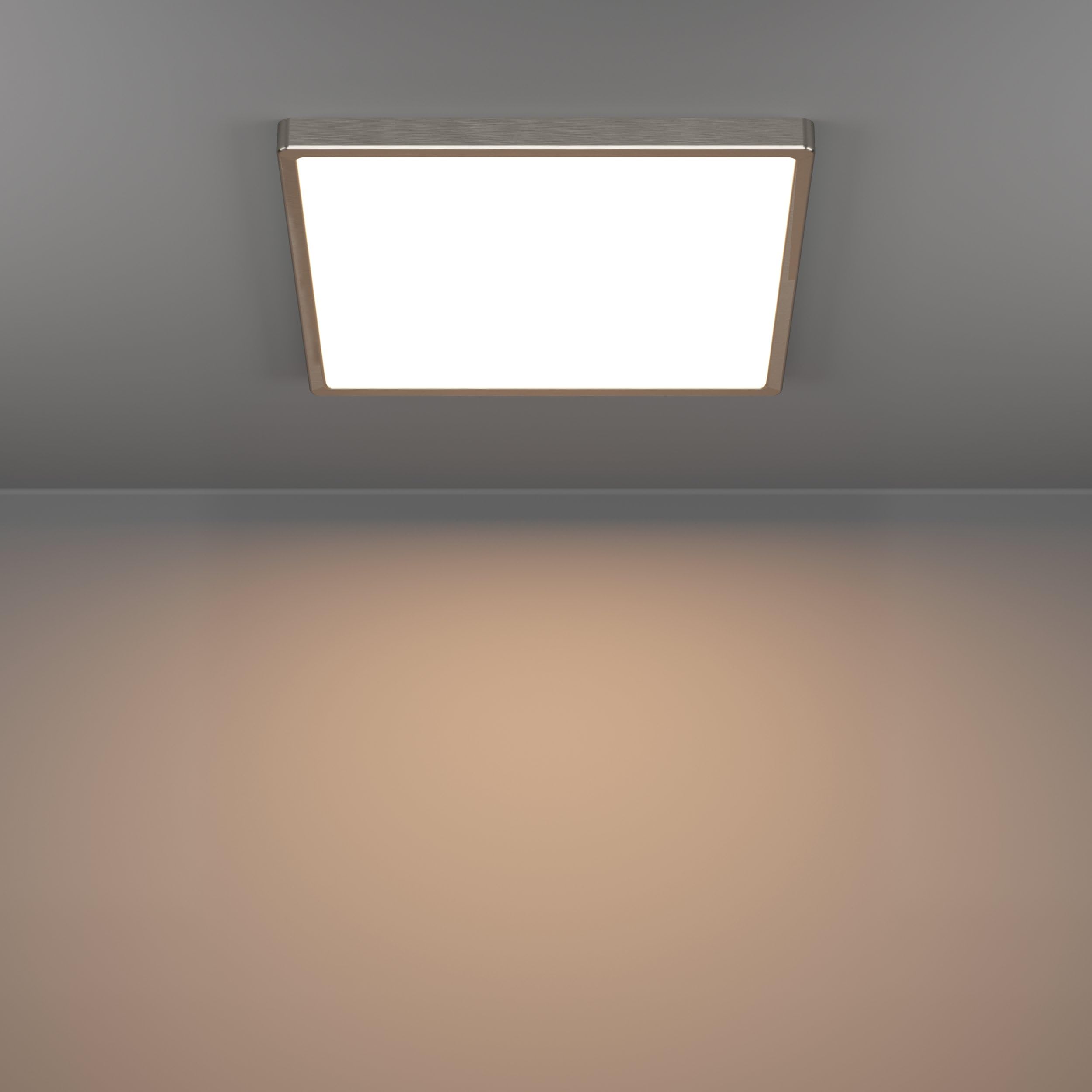 Eglo Fueva 6 Plafoniera a LED, quadrata, lampada da soffitto in metallo | colore argento e plastica bianca, luce bianca calda e fredda, 39 x 39 cm