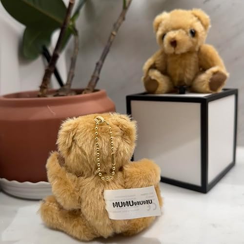 Miniatura 7 de MUMUmumu 12 piezas de mini oso de peluche marrón de 5 pulgadas, llavero de bricolaje, manualidades, decoración de fiesta, accesorios para niños,